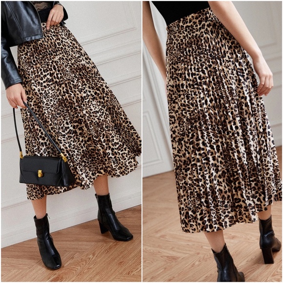 059 Luxe leopard Print Stretchy Waist Skirt - Picture 3 of 4